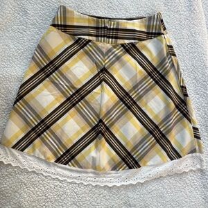 My Michelle Tan and Cream Mini Skirt Asymmetrical A-line